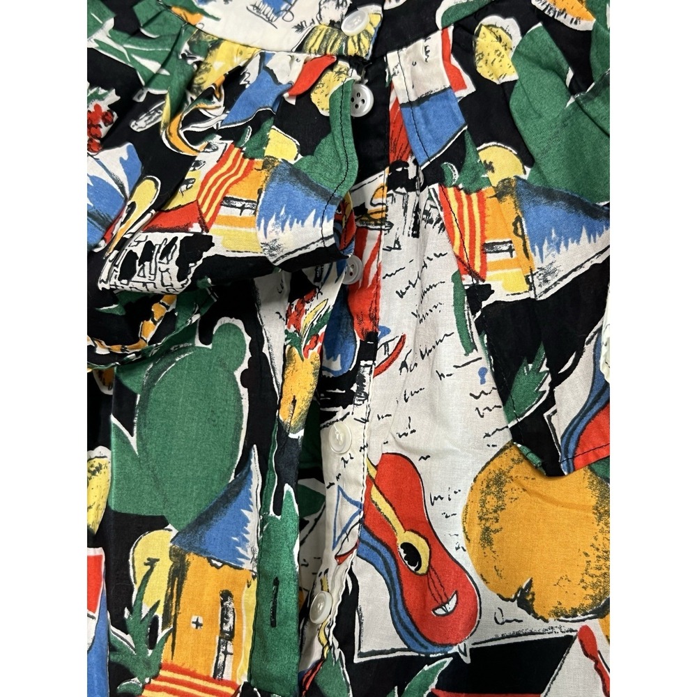 J. Crew Postcard Top Size 4 Colorful Tropical Ruffle Blouse Vacation Boho G5681 - Picture 3 of 12